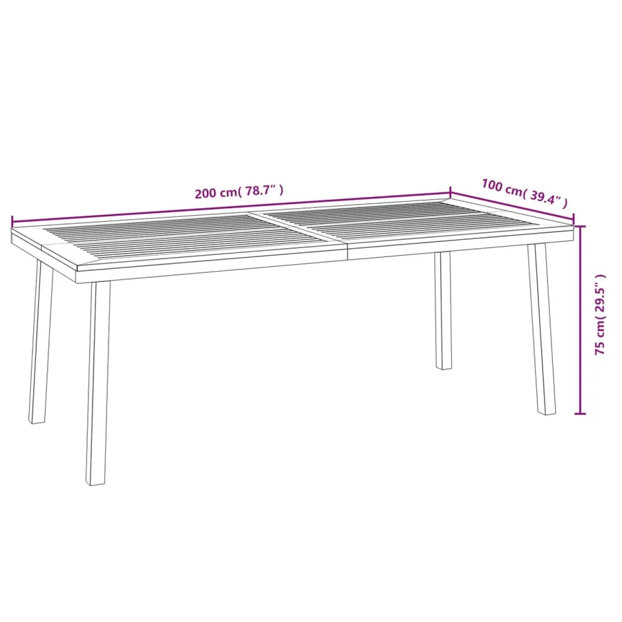Table de jardin 200x100x75 cm bois d'acacia solide - 8