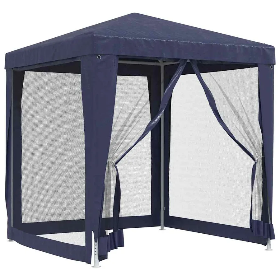 Tente de fête avec 4 parois latérales en maille Bleu 2x2 m PEHD - 2