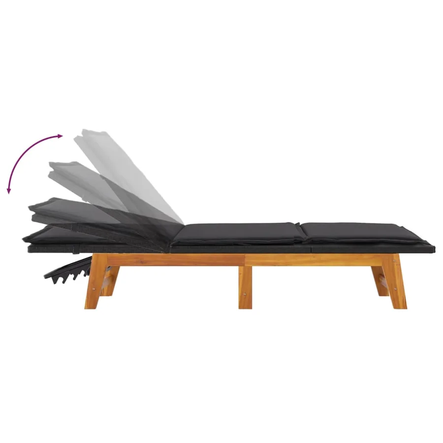 Chaises longues et coussins lot de 2 Résine tressée et acacia - 8