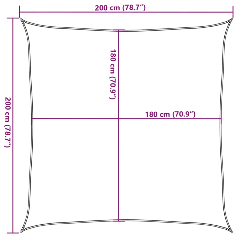 Voile de parasol PEHD Carré 2 x 2 m Beige - 10