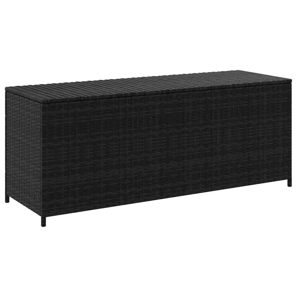 Boîte de rangement de jardin noir 150x50x60 cm résine tressée