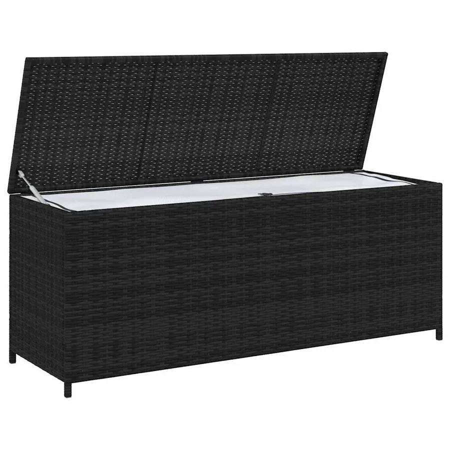 Boîte de rangement de jardin noir 150x50x60 cm résine tressée - 2
