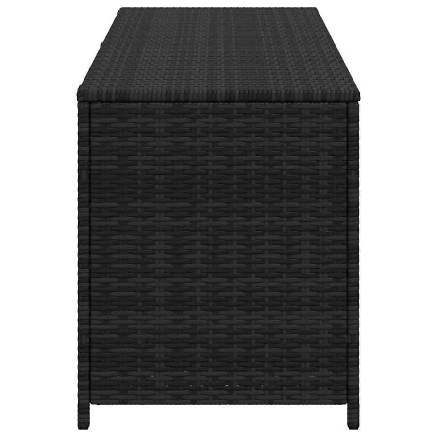 Boîte de rangement de jardin noir 150x50x60 cm résine tressée - 4