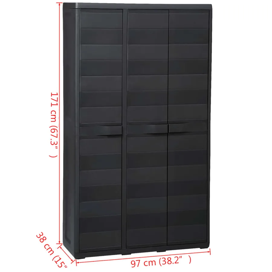 Armoire de rangement de jardin avec 4 étagères Noir - 11