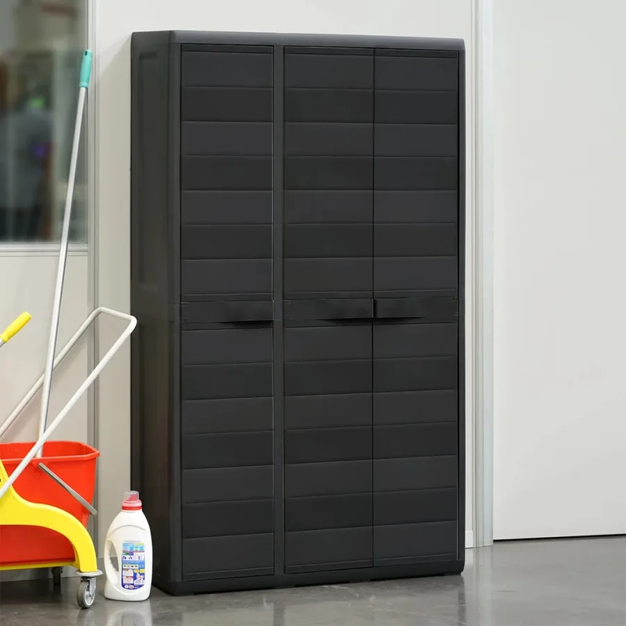 Armoire de rangement de jardin avec 4 étagères Noir - 3
