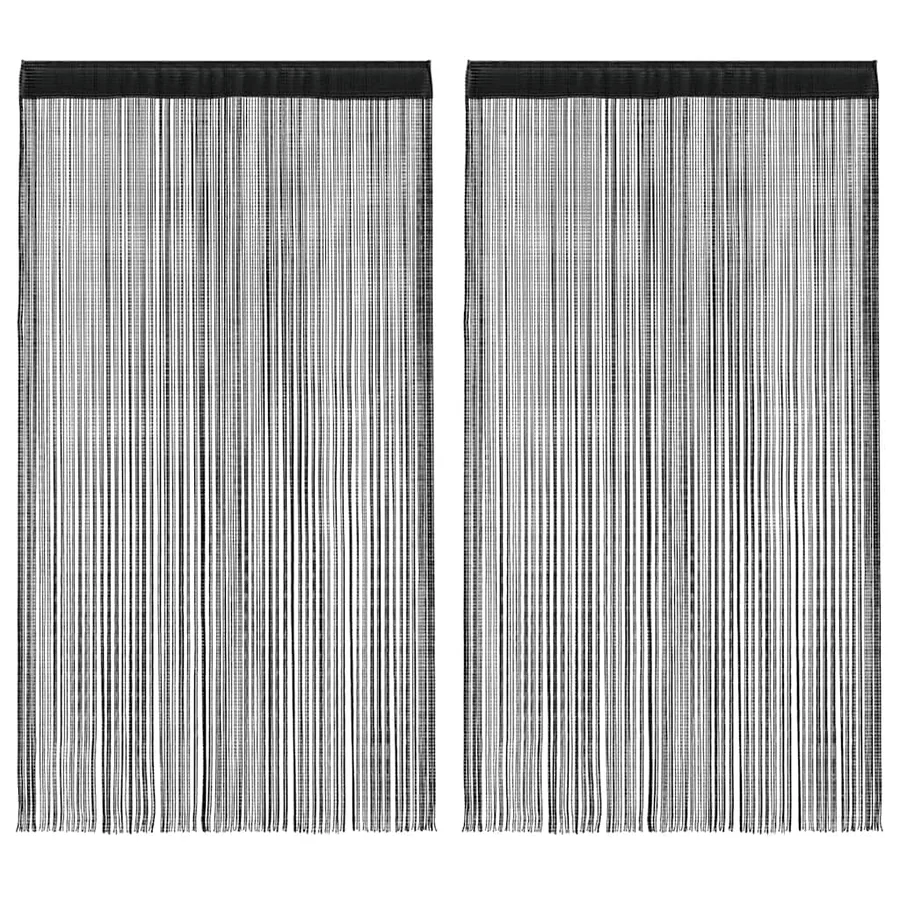 Rideau en fils 2 pcs 140 x 250 cm Noir