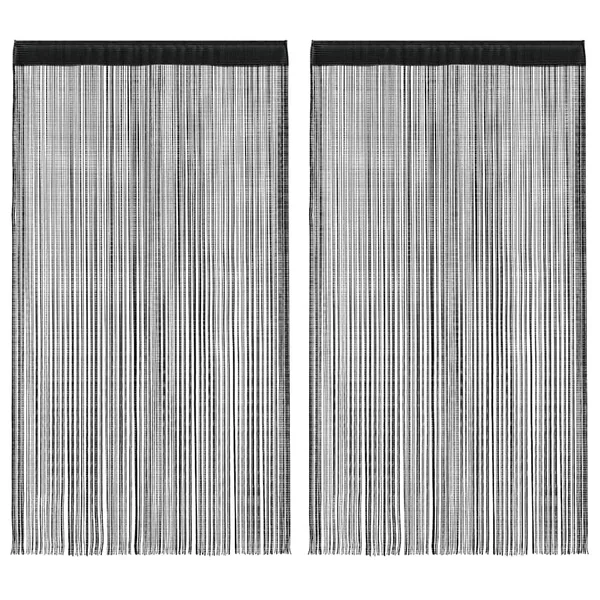 Rideau en fils 2 pcs 140 x 250 cm Noir