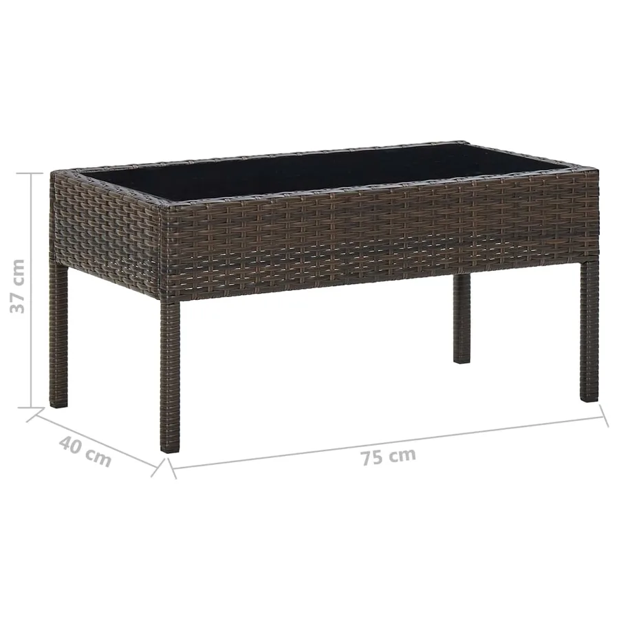 Table de jardin Marron 75x40x37 cm Résine tressée - 5
