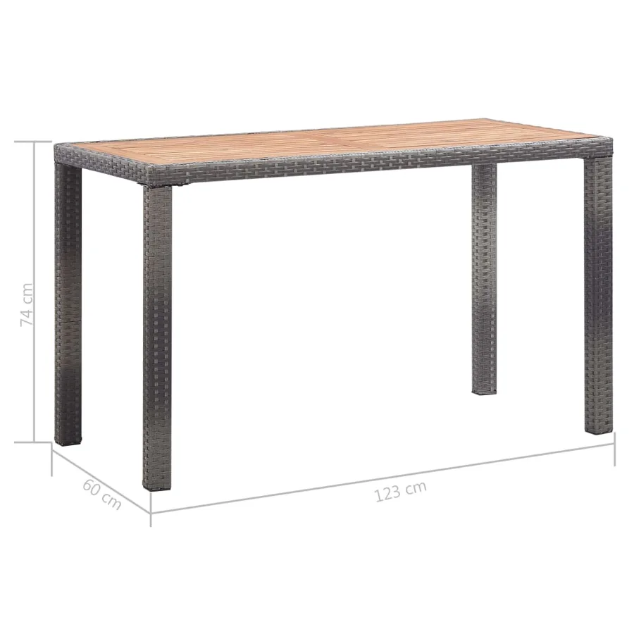 Table de jardin Anthracite et marron 123x60x74 cm Bois d'acacia - 6