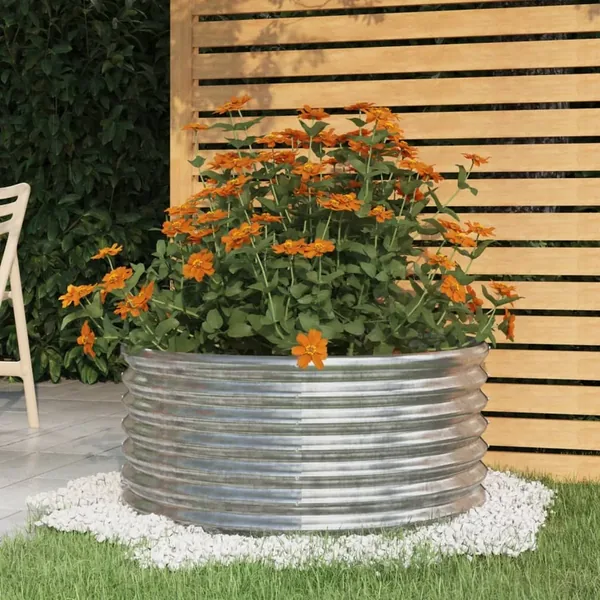 Jardinière de jardin Acier galvanisé 80x80x36 cm Argenté