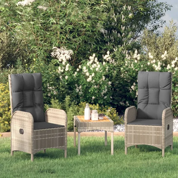 Chaises d'extérieur lot de 2 Résine tressée Gris