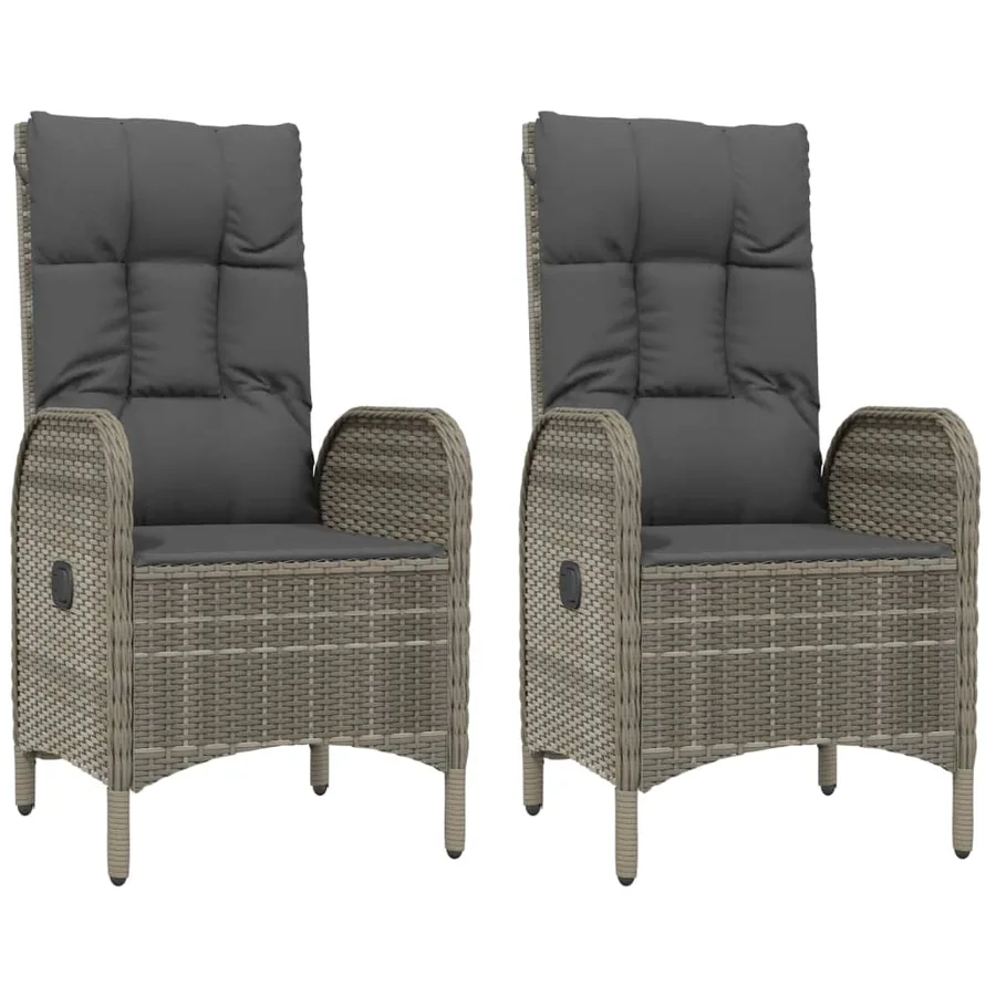 Chaises d'extérieur lot de 2 Résine tressée Gris - 2