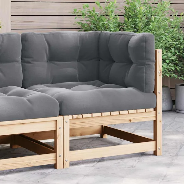 Canapé d'angle de jardin avec coussins gris Bois de pin massif