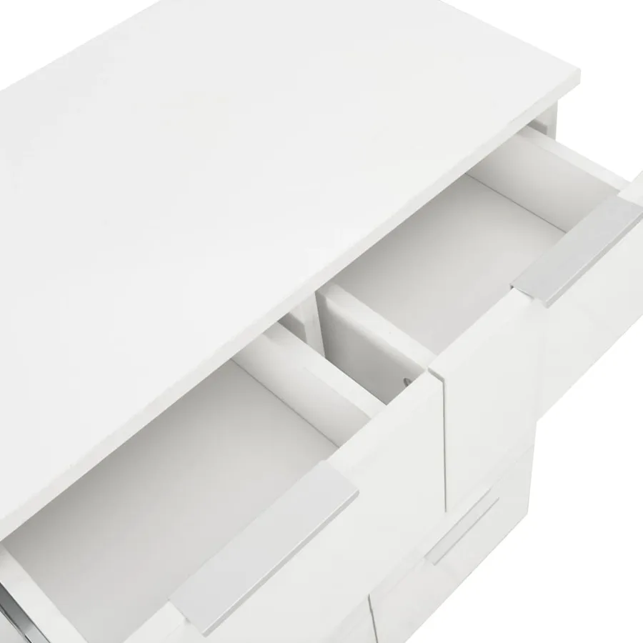 Buffet Blanc brillant 60x35x80 cm Bois d'ingénierie - 8