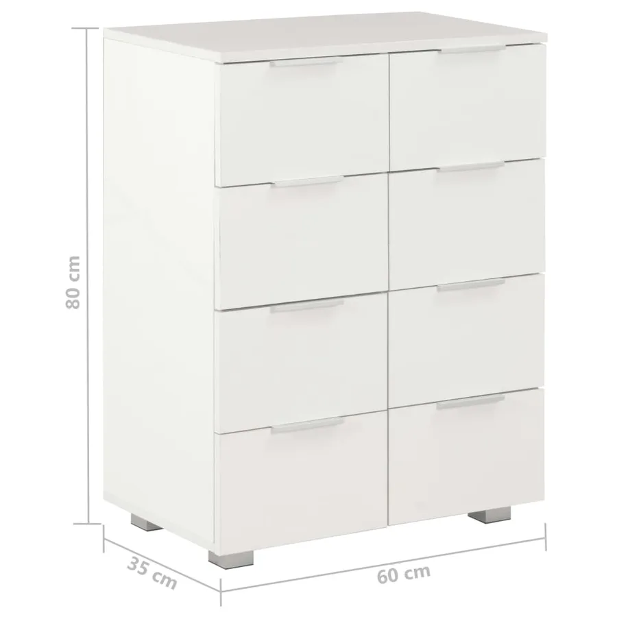 Buffet Blanc brillant 60x35x80 cm Bois d'ingénierie - 9