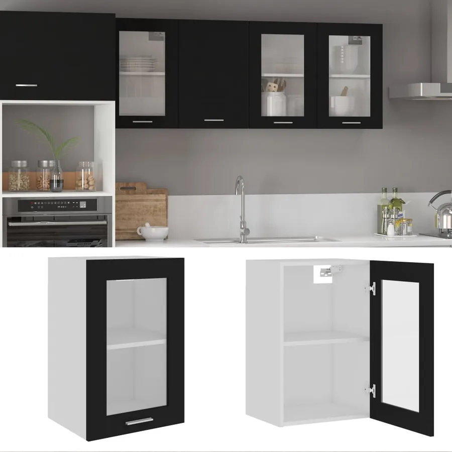 Vitrine suspendue "Lyon" Noir 40 x 31 x 60 cm Bois d'ingénierie