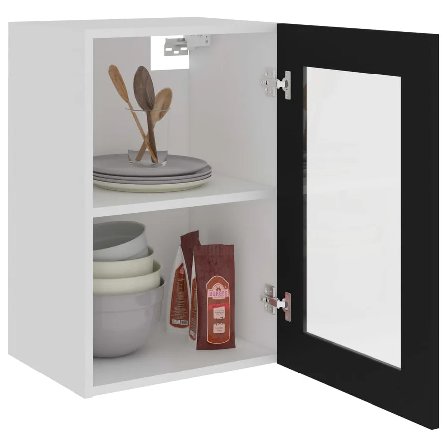 Vitrine suspendue "Lyon" Noir 40 x 31 x 60 cm Bois d'ingénierie - 4