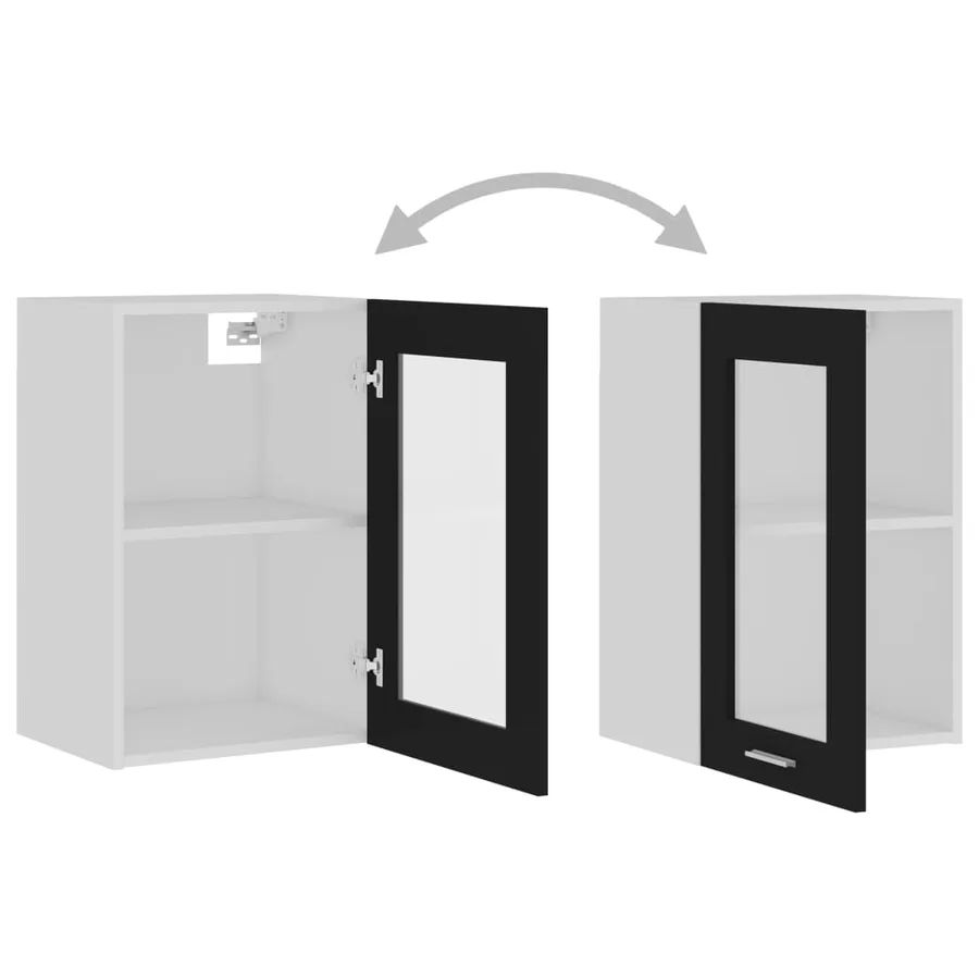 Vitrine suspendue "Lyon" Noir 40 x 31 x 60 cm Bois d'ingénierie - 6