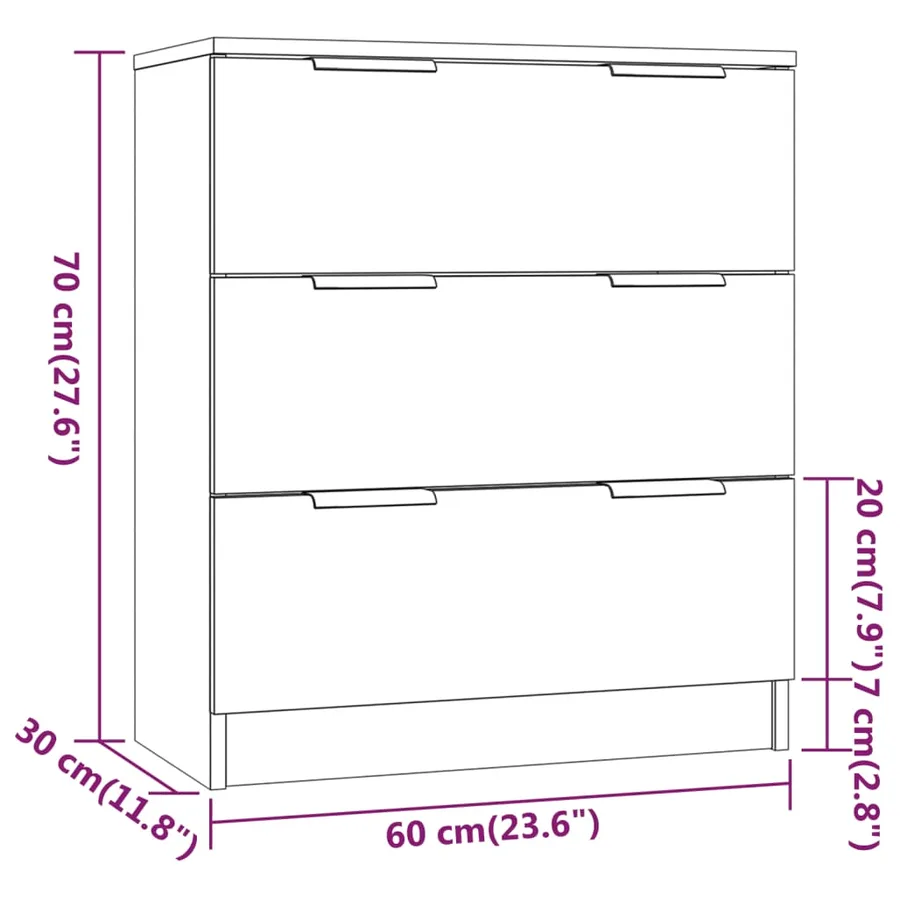 Buffet Sonoma gris 60x30x70 cm Bois d'ingénierie - 8