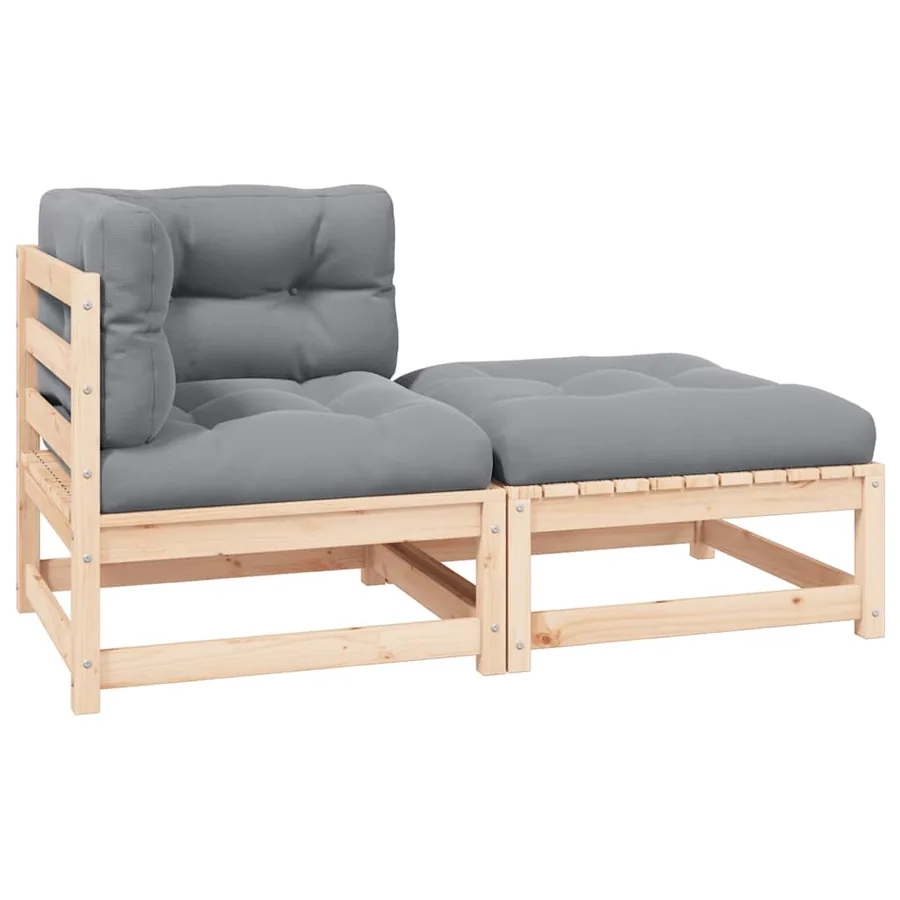 Salon de jardin 2 pcs avec coussins Bois de pin massif