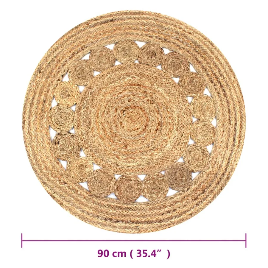 Tapis Jute design tressé 90 cm rond - 5