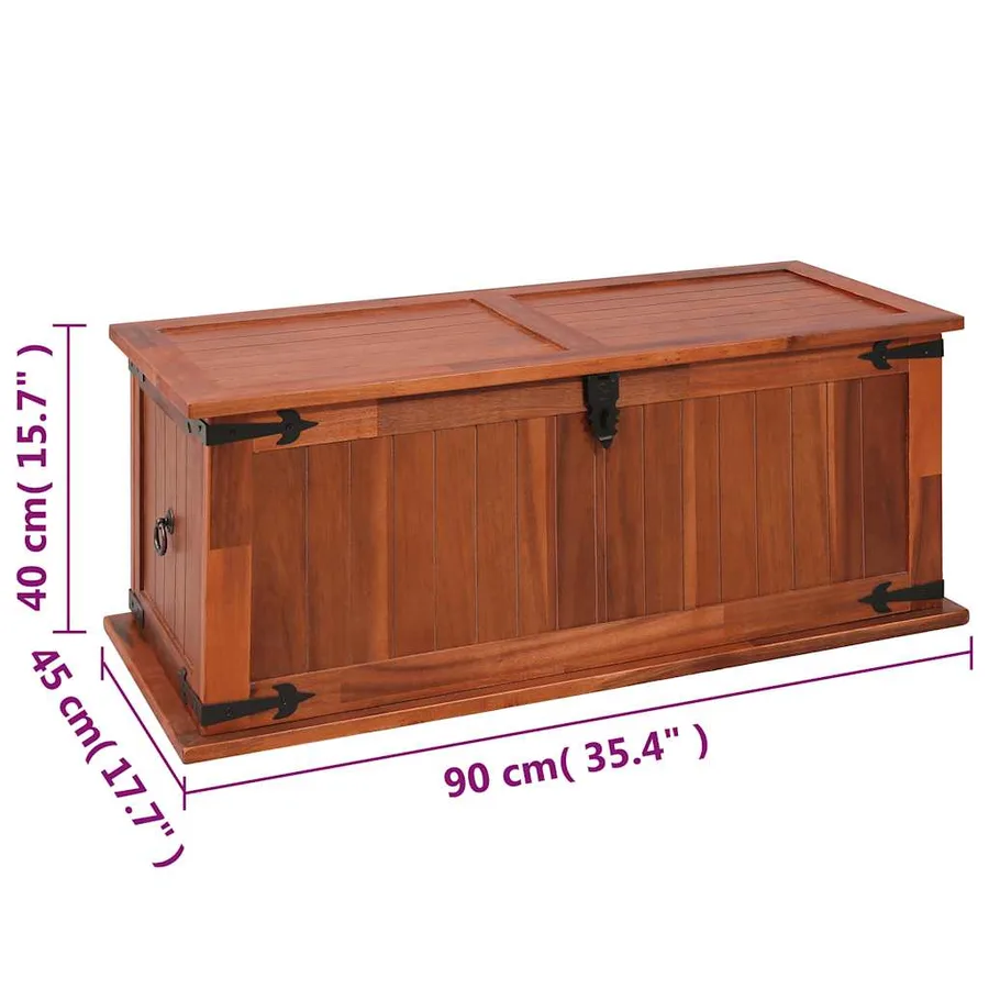 Coffre de rangement 90x45x40 cm Bois d'acacia solide - 14