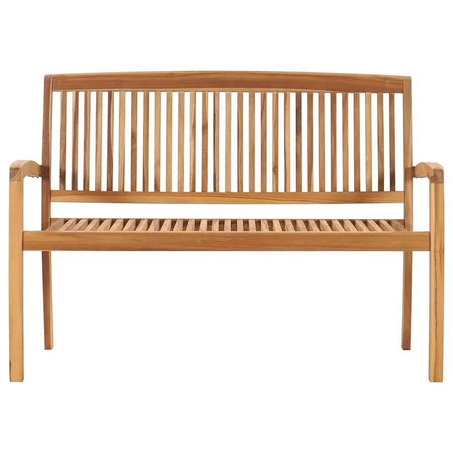 Banc de jardin empilable et coussin 128,5cm Bois de teck massif - 3