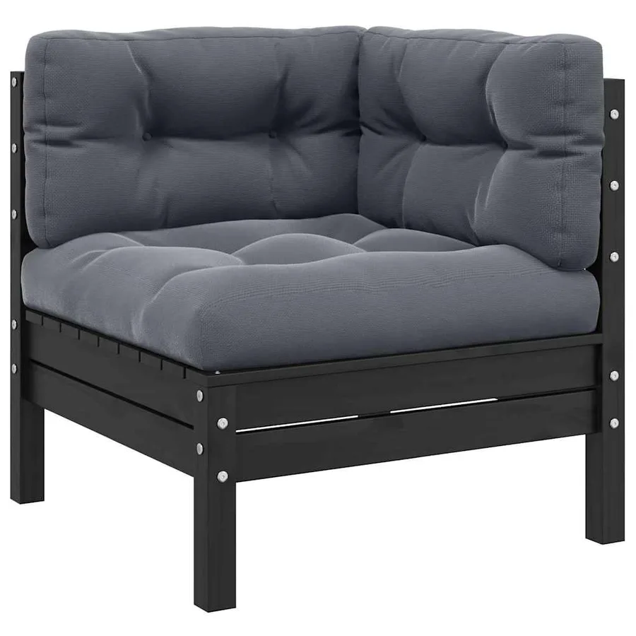 Salon de jardin 3 pcs avec coussins Gris Bois de pin massif - 2