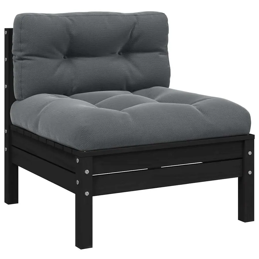 Salon de jardin 3 pcs avec coussins Gris Bois de pin massif - 3