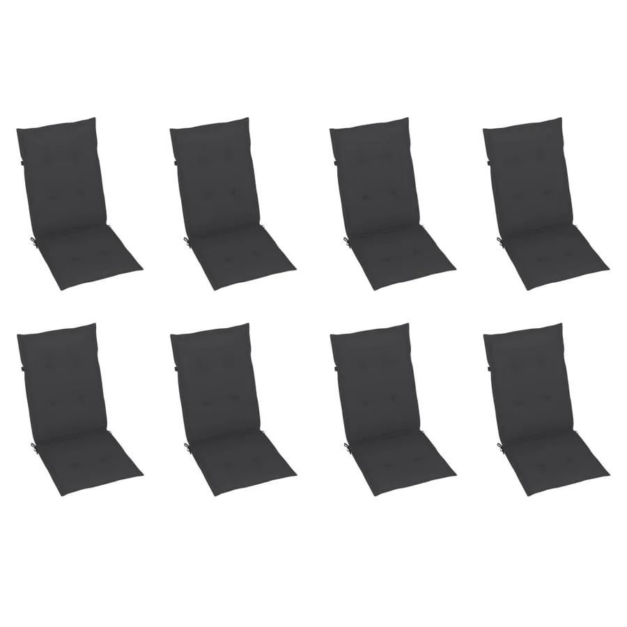 Chaises inclinables de jardin et coussins lot de 8 Teck solide - 6