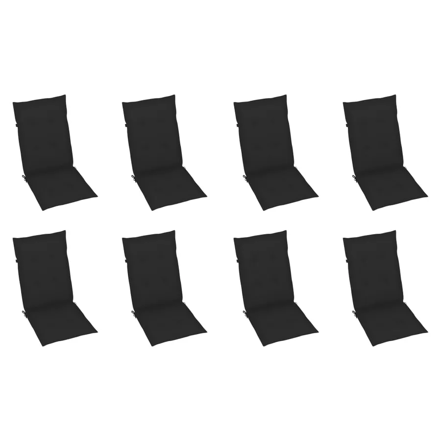 Chaises inclinables de jardin et coussins lot de 8 Teck solide - 5