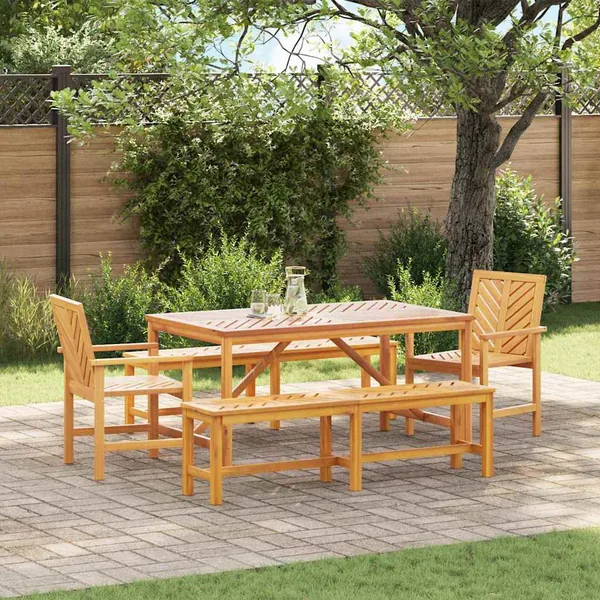 Ensemble de salle à manger pour jardin 5 pc Marron