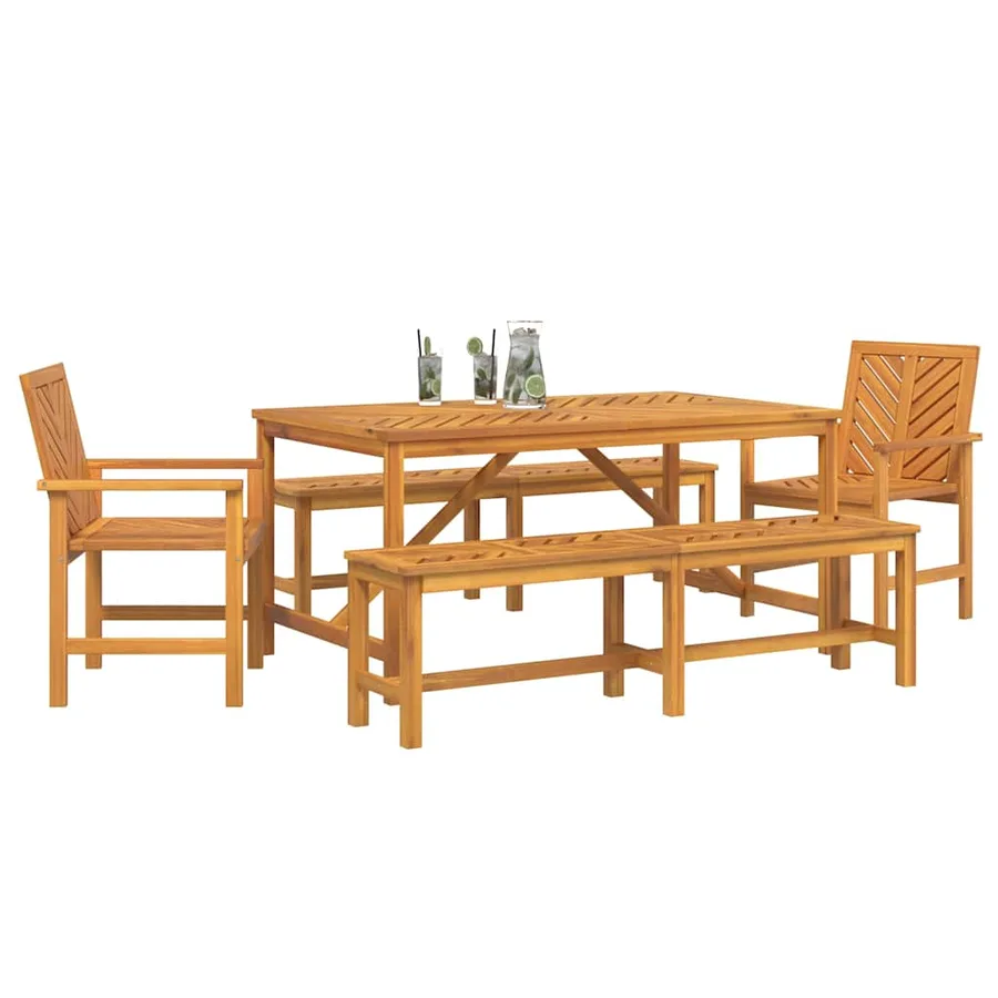 Ensemble de salle à manger pour jardin 5 pc Marron - 3