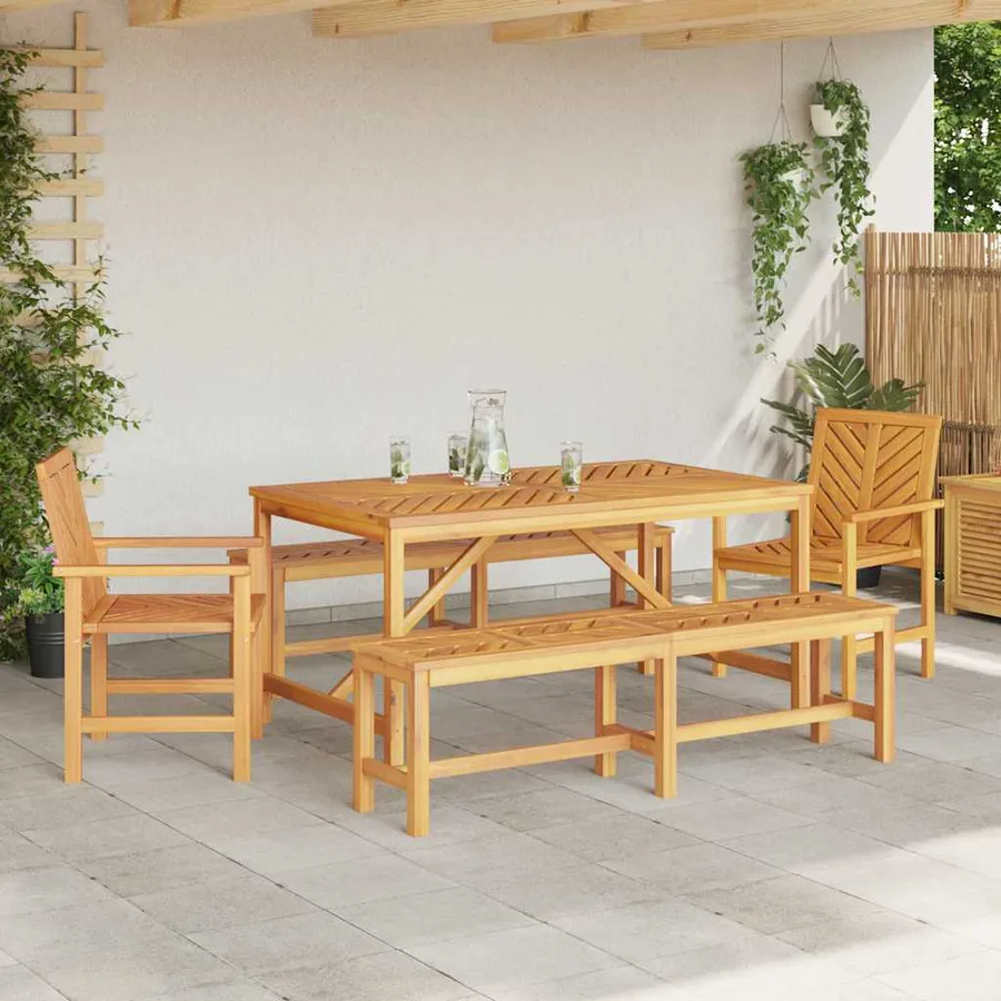 Ensemble de salle à manger pour jardin 5 pc Marron - 4
