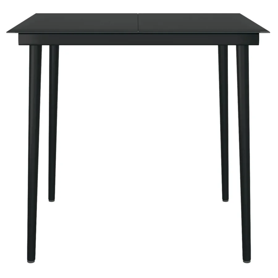 Table à dîner de jardin Noir 80x80x74 cm Acier et verre - 3