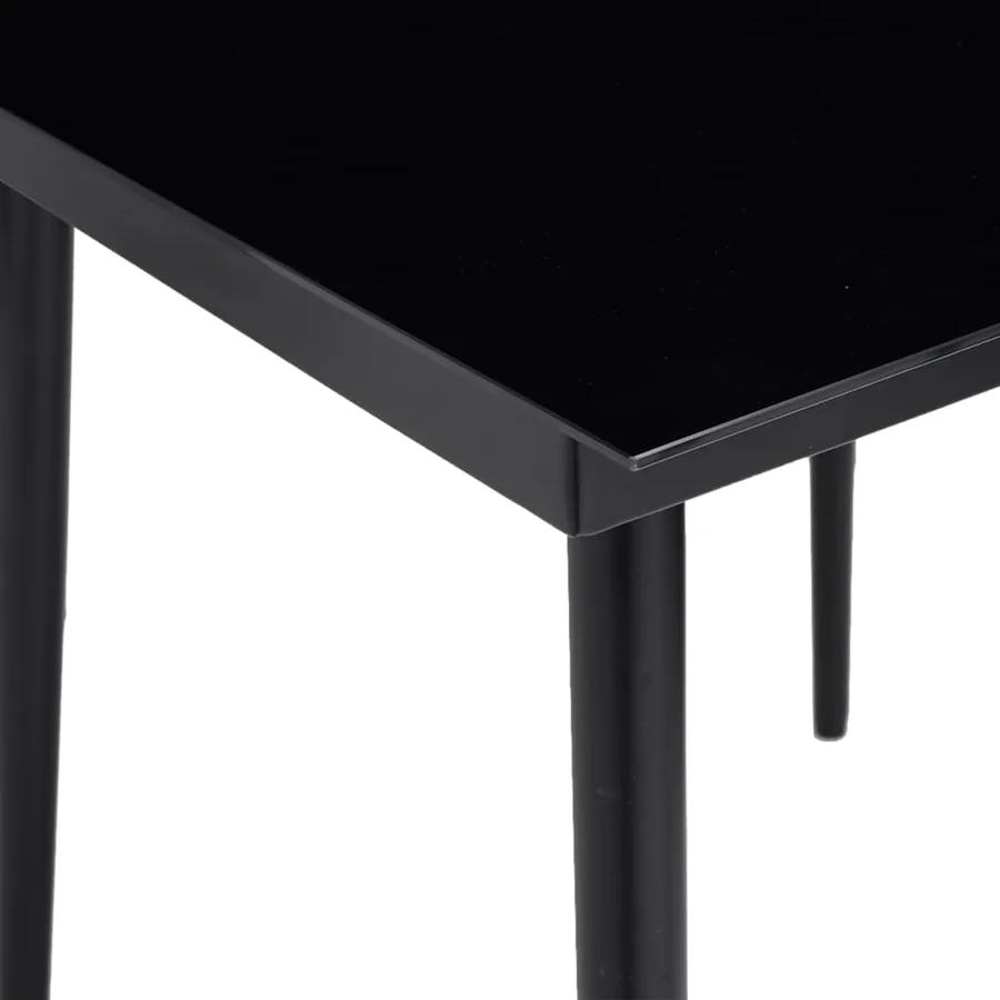 Table à dîner de jardin Noir 80x80x74 cm Acier et verre - 4