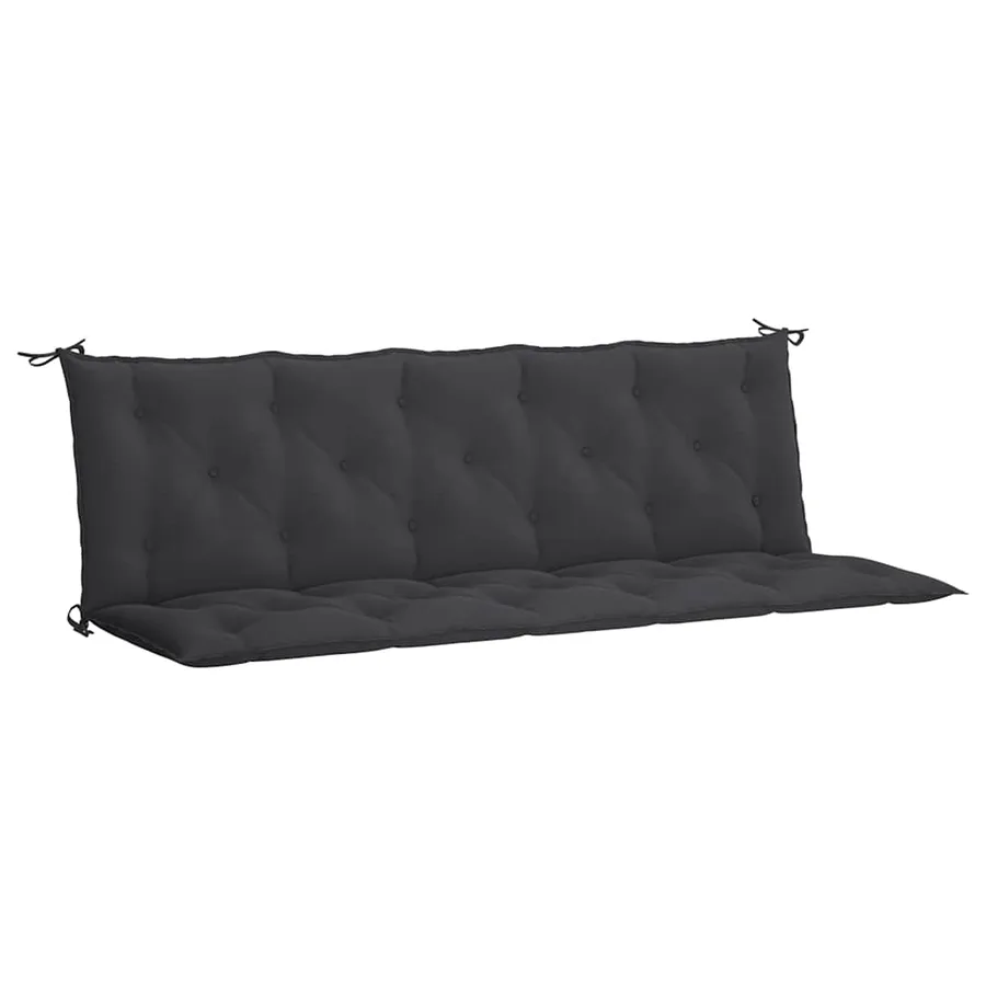 Coussin de banc de jardin noir 180x(50+50)x7 cm tissu oxford - 2