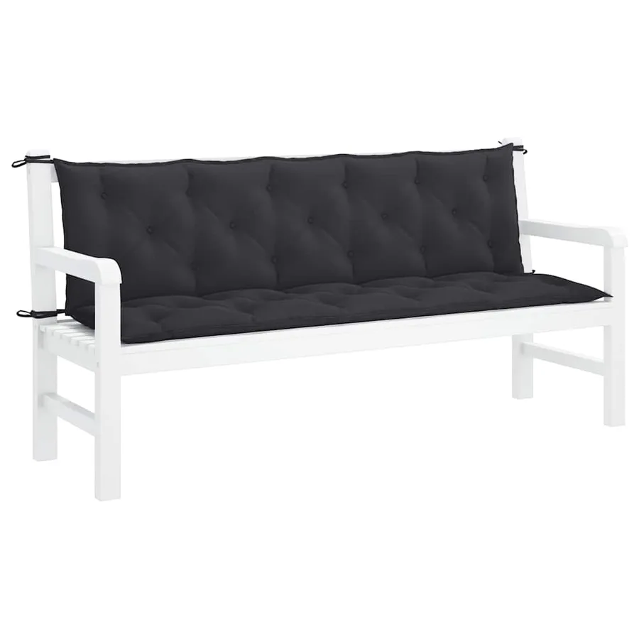 Coussin de banc de jardin noir 180x(50+50)x7 cm tissu oxford - 4
