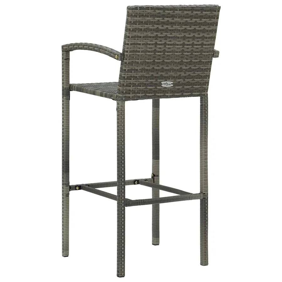 Ensemble de bar de jardin 3 pcs Résine tressée Gris - 11