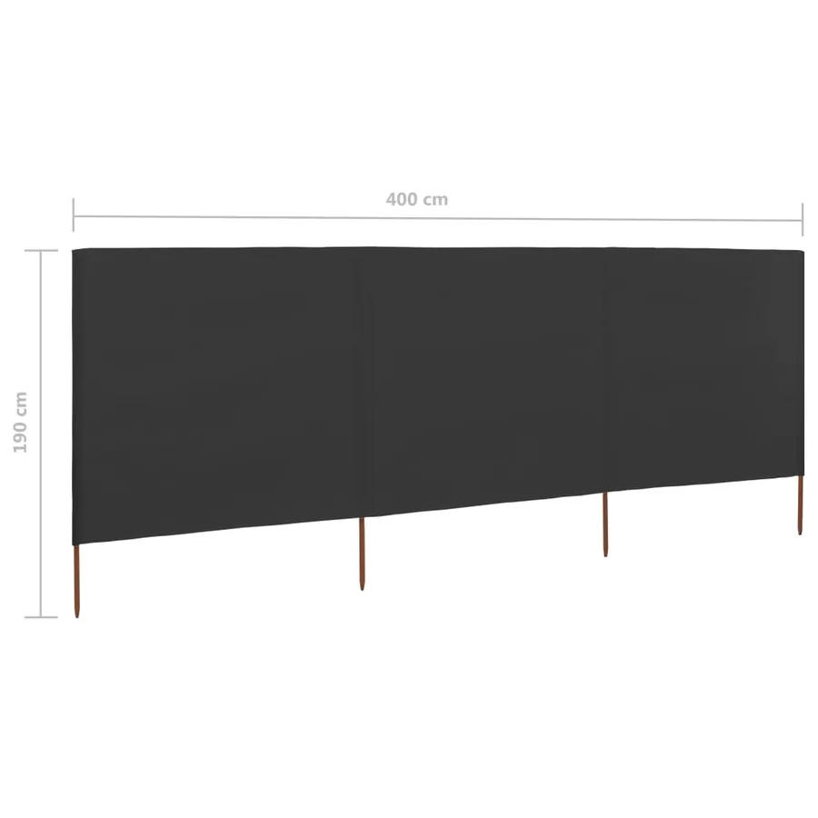 Paravent 3 panneaux Tissu 400 x 160 cm Anthracite - 6
