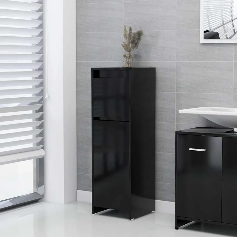 Armoire de salle de bain Noir 30x30x95 cm Bois d'ingénierie - 3