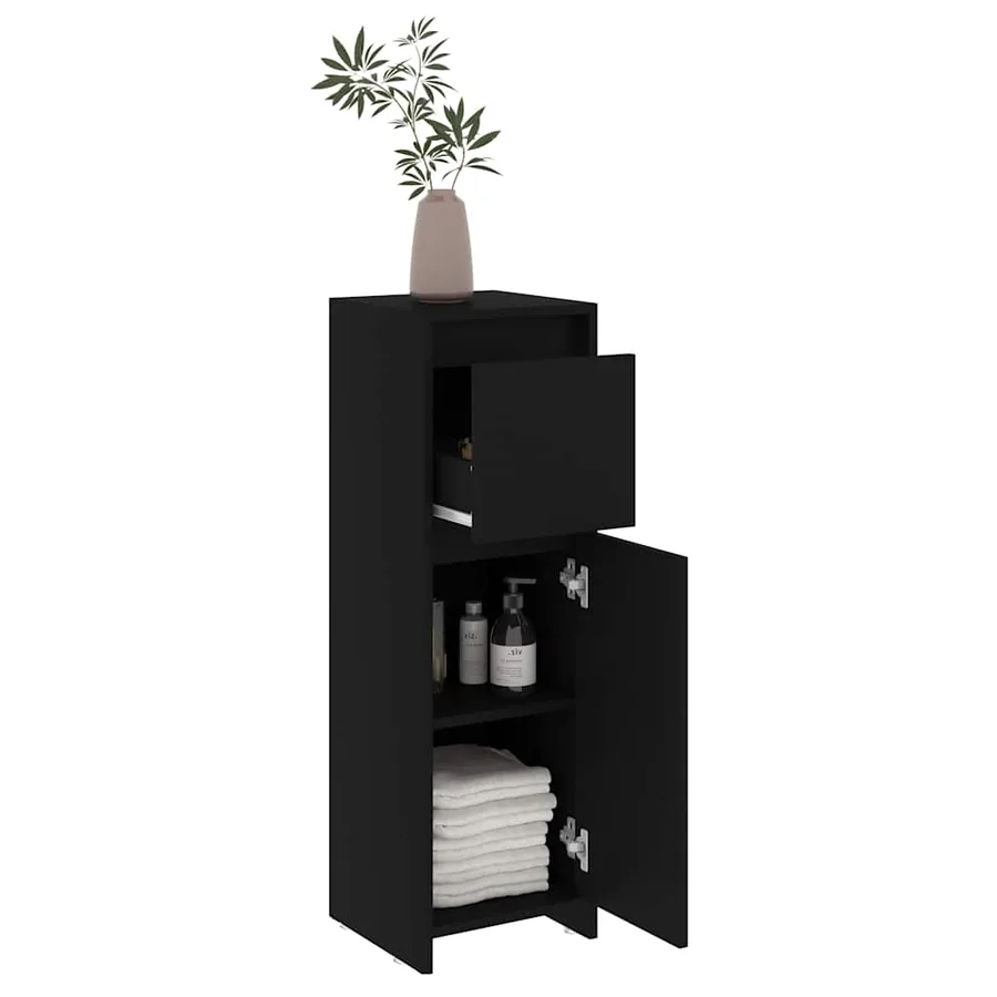 Armoire de salle de bain Noir 30x30x95 cm Bois d'ingénierie - 6