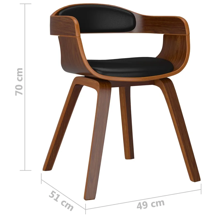 Chaise à manger Noir Bois courbé et similicuir - 6