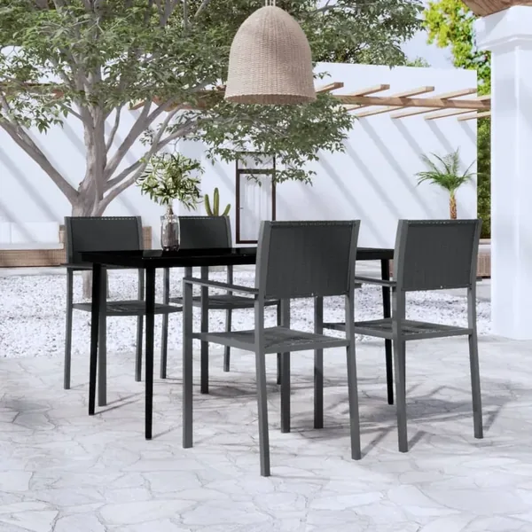 Ensemble à manger de jardin 5 pcs Noir