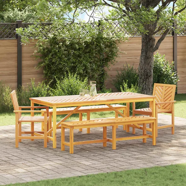 Ensemble de salle à manger pour jardin 5 pc Marron