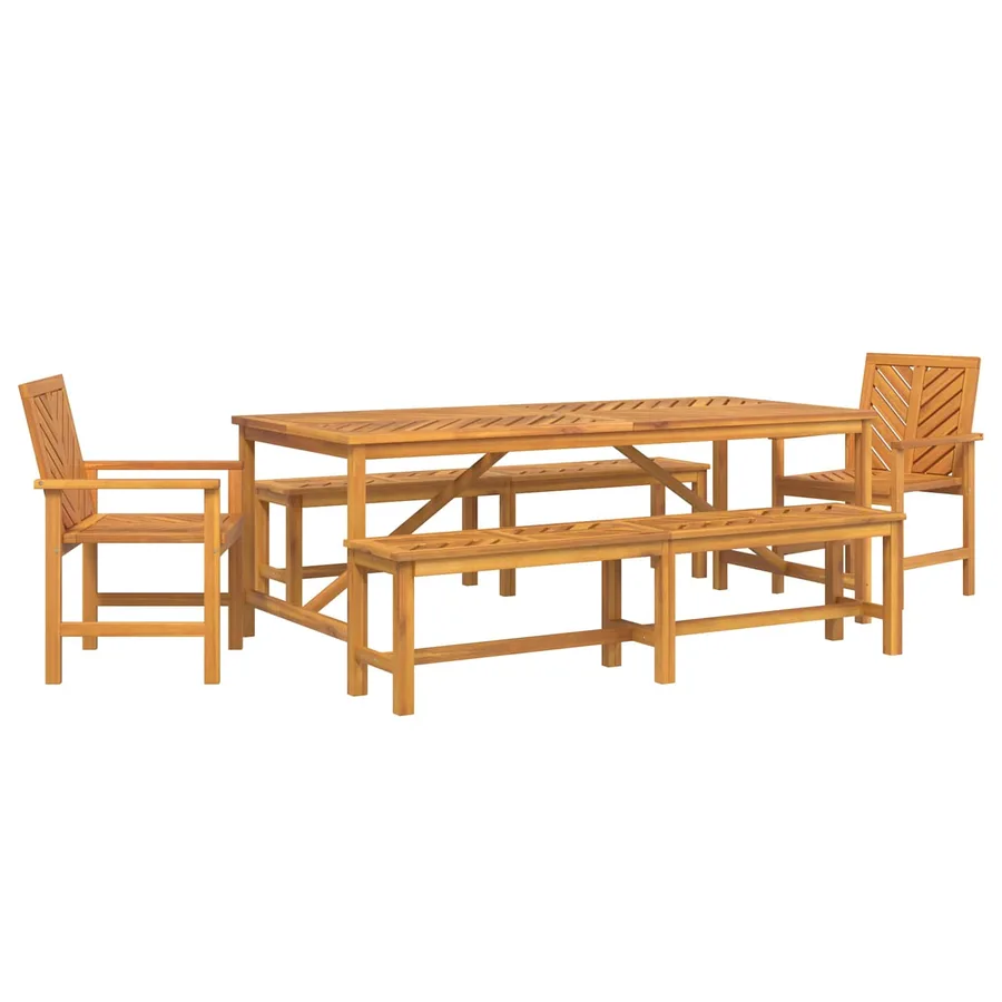 Ensemble de salle à manger pour jardin 5 pc Marron - 2