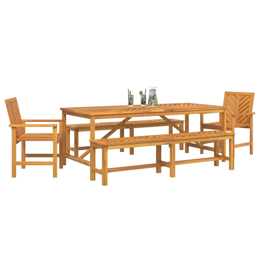 Ensemble de salle à manger pour jardin 5 pc Marron - 3