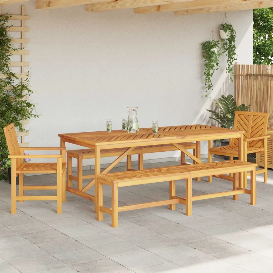 Ensemble de salle à manger pour jardin 5 pc Marron - 4