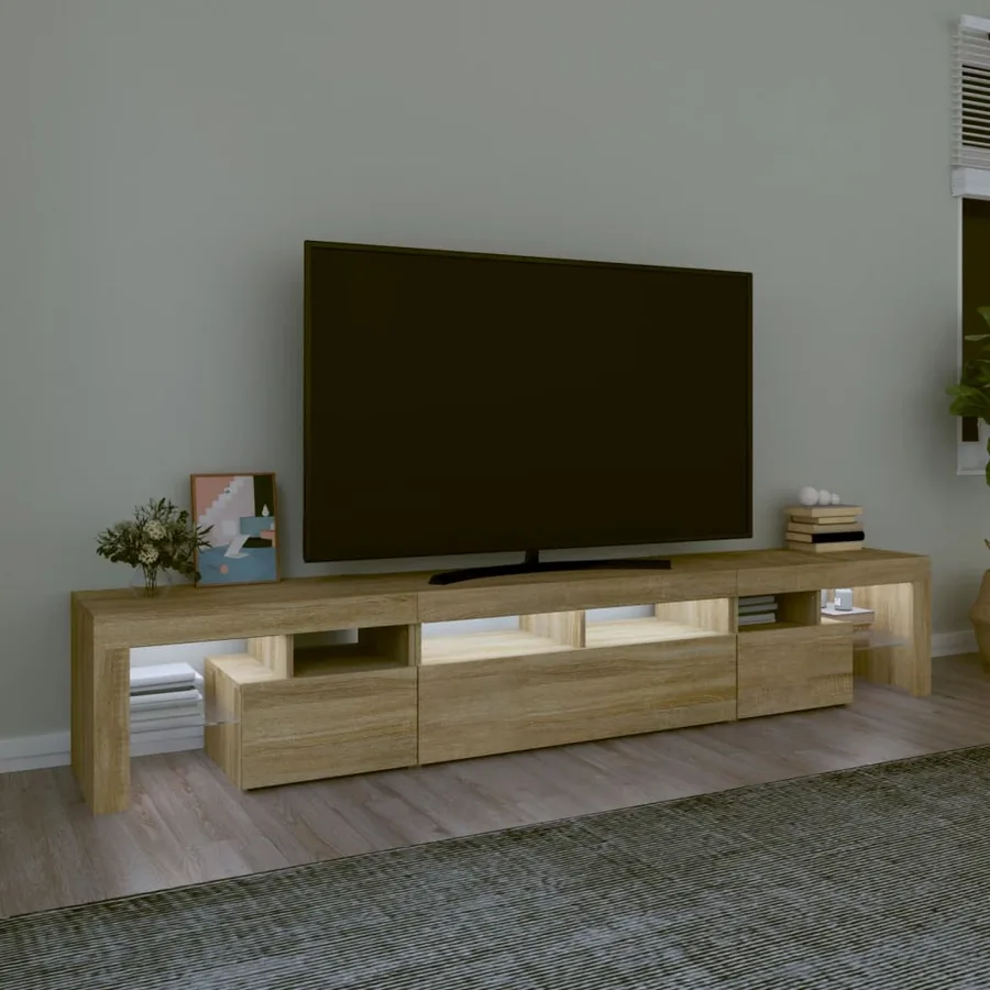 Meuble TV avec lumières LED Chêne sonoma 230x36,5x40 cm - 3