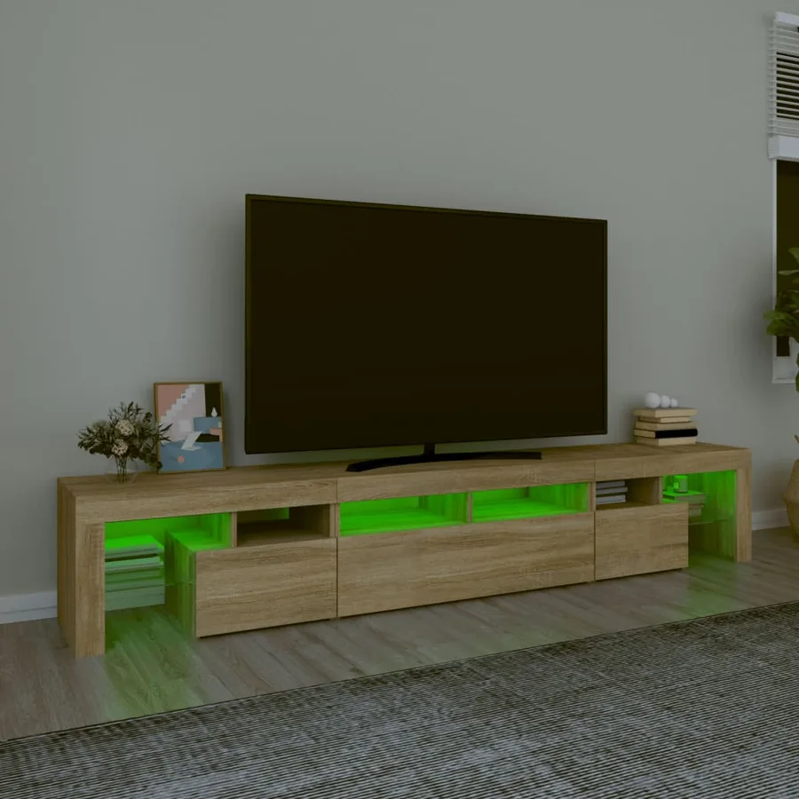 Meuble TV avec lumières LED Chêne sonoma 230x36,5x40 cm - 4